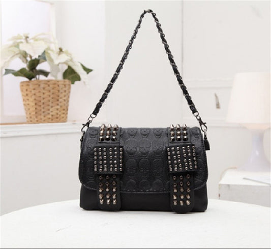 Fashion Women Black Leather Messenger Bags&wallet